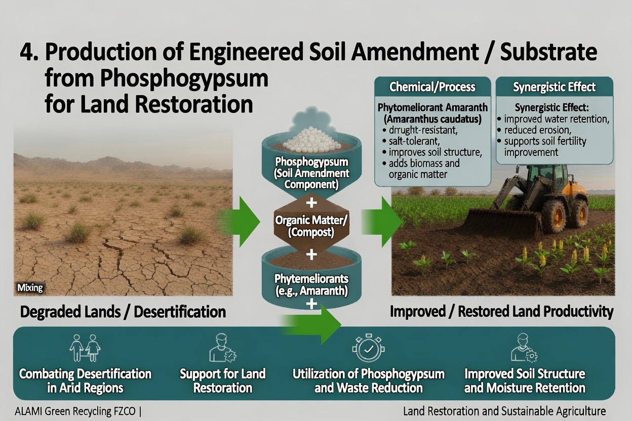 Production of Engineered Soil Amendment / Substrate from Phosphogypsum